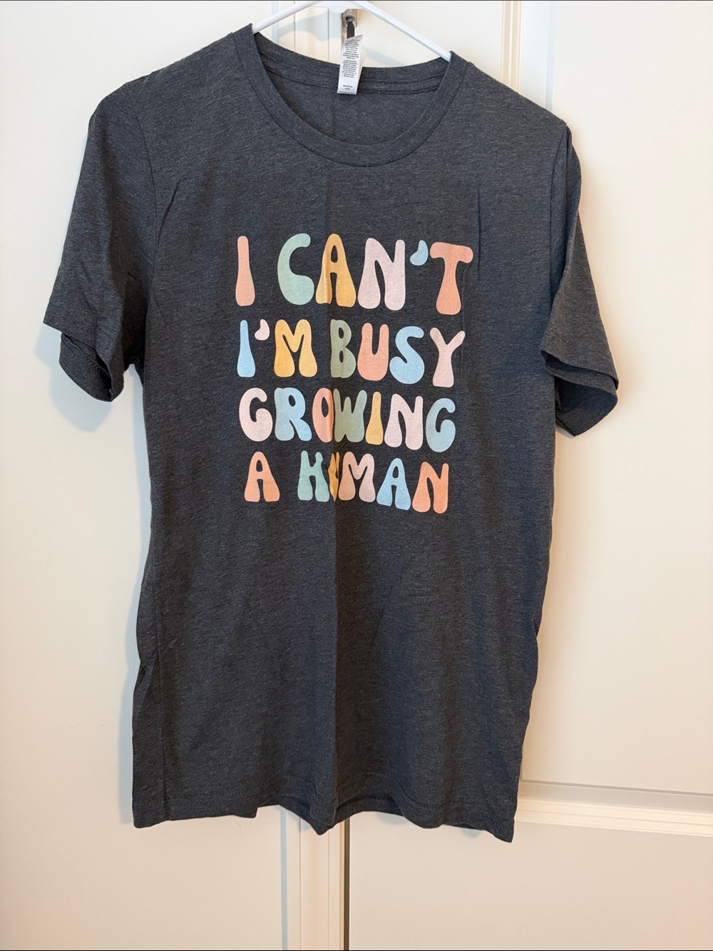 Women’s Graphic Tee - 'I Can't I'm Busy Growing a Human' Charcoal